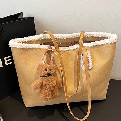 2025 New Simple Fluffy Handbag Underarm Bag Female Fashion Foreign Simple Shoulder Messenger Bag Female