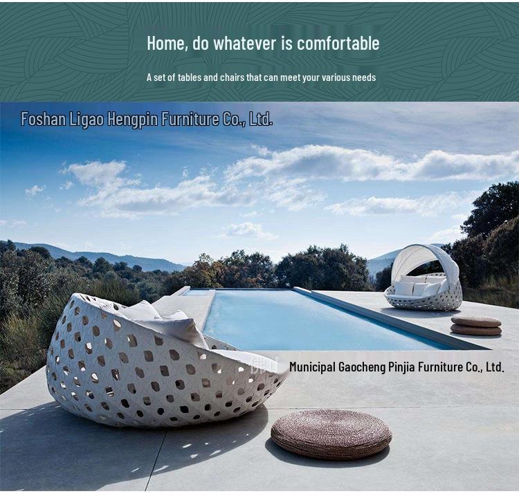 Round Rattan Outdoor Sofa Bed for Patio, Terrace, or Poolside Lounge