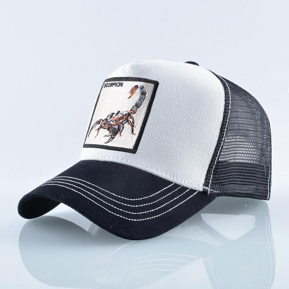 Four Seasons Trucker Cap Men Women Snapback Hip Hop Baseball Cap With Embroidery Scorpion Patch Adjustable Visor Hat