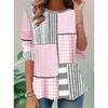 T-shirt da donna a maniche lunghe con scollo rotondo, tunica a maniche lunghe, top regular casual moderno con stampa geometrica