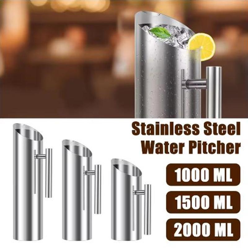 1/1.5/2L Pitcher Pot Kitchen Cold Wine Pitcher Stainless Steel Ice Jar Container Fruit Juice Pitchers Red Wine Divider Container