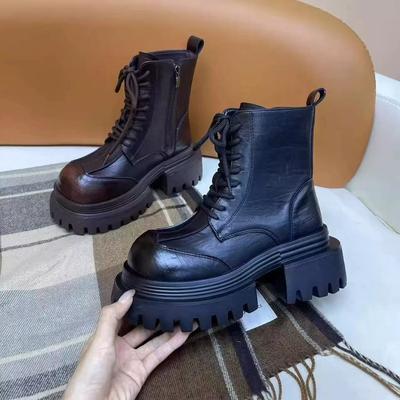 Modne buty Thi Bot Wodoodporne Platforma Brytyjski Styl Buty Motocyklowe Damskie Krótkie Buty Do Wszystkiego Jesień...