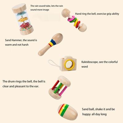 6pcs Early Educational Baby Rattle Games Sets Combination Musical Instrument Xylophone Baby Sensory Toys For Toddler Boys Girls