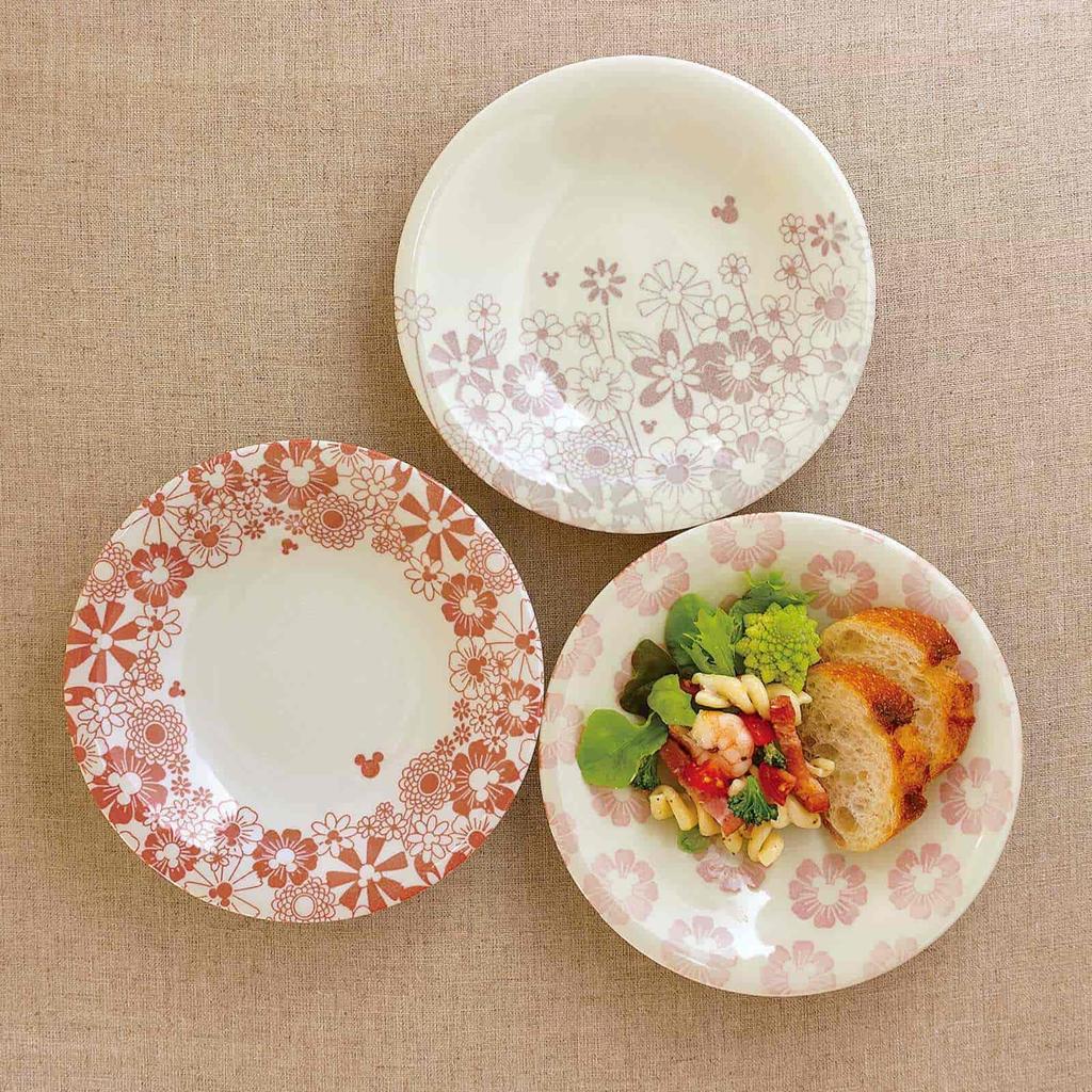 Disney Mickey Mouse Plate Cake Plate 16cm Tableware Set Dishwasher and Microwave Safe Flower Flower Tableware Miscellaneous Goods Made in Japan