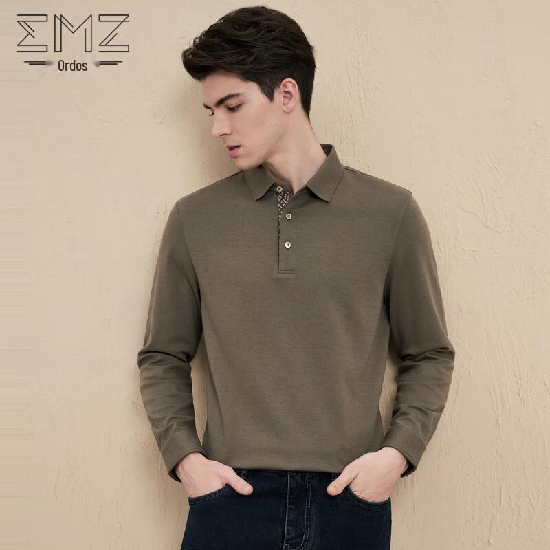 EMZ Men s Lapel Comfortable Long Sleeve T-Shirt M (48)