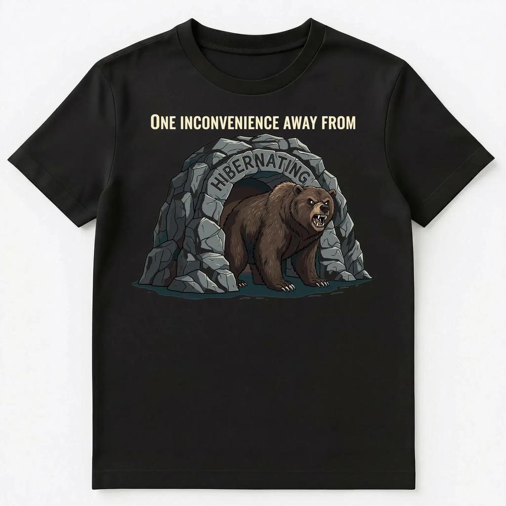 Burnout Enthusiast Angry Bear Hibernate Life Wildlife T Shirt Vintage Washed Homme Comfortable Versatile Stylish