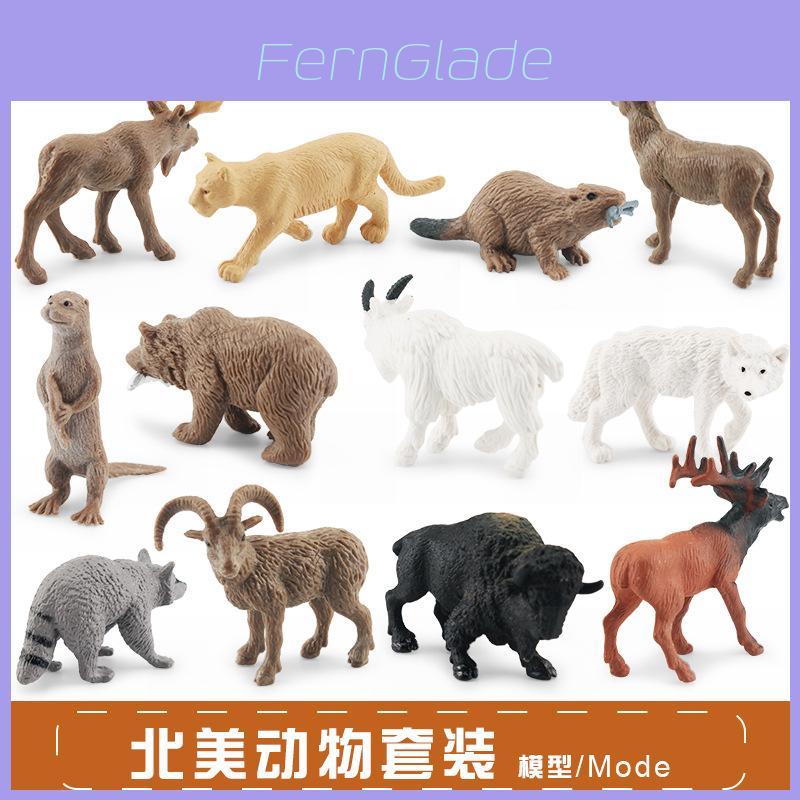 Realistic Pvc Forest Animal Model Set Featuring Cougar Raccoon Bear Moose Beaver