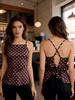 Women's European & American Spicy Girl Polka Dot Camisole with Tummy Coverage and Butterfly Knot Back