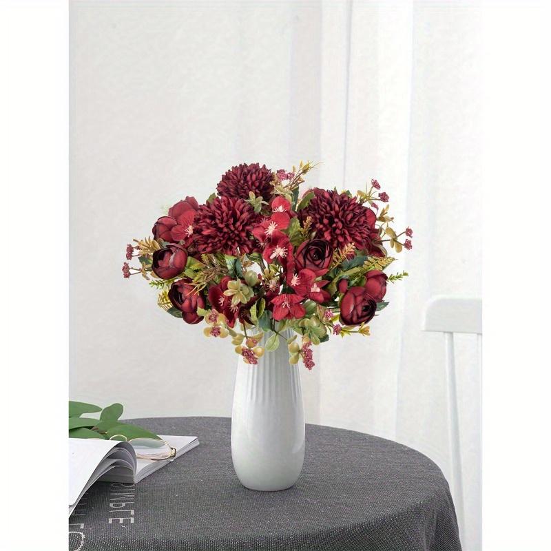 Artificial Flowers Silk Tea Roses Bouquet Chrysanthemum Plastics Plants Bridal Bouquet Valentine's Day Fake Plants Wedding Decoration DIY