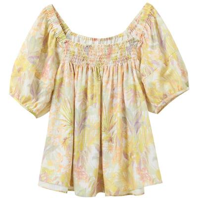SanCai 2026 Summer Floral Puff Sleeve Babydoll Blouse