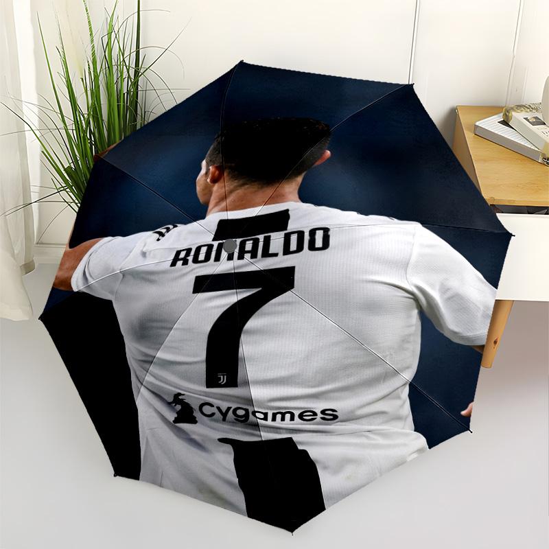 Ronaldo's Legendary Journey Outdoor Automatic Umbrella Compact 8-Rib Design Lightweight All-Season Umbrella for Travel Outdoor Accessory