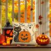 4pcs Halloween Pillow Covers with Printed Patterns of Cats, Bats & Ghosts, Soft Comfortable Square Throw Cover for Living Room Sofa Bedroom Car Office