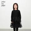 JNBY Girls' Long Sleeve Round Neck Wool Dress