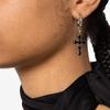 Gothic Inlaid Black Cubic Zirconia Cross Dangle Earrings for Women Stainless Steel Hypoallergenic Circle Ear Hoops Punk Jewelry