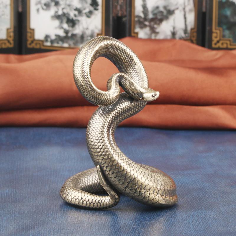 Masivní mosazná stolní ozdoba Zmije Rok Znamení Zvěrokruhu Bronzová socha Řemeslný dárek Měděné zboží Velkoobchod