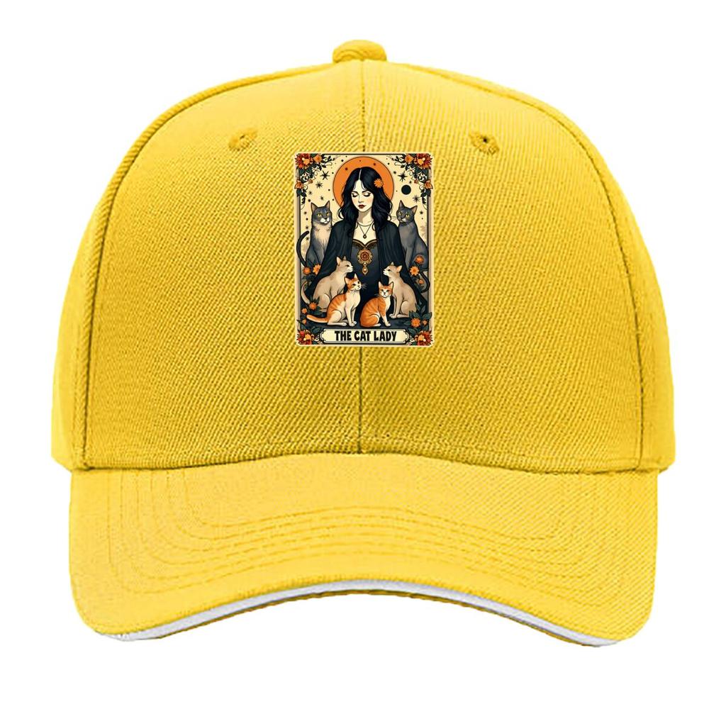 The Cat Lady Tarot Card Gothic Witchy Cats Sandwich Baseball Cap Unisex Women Sun Cap Outdoor Workouts Hat