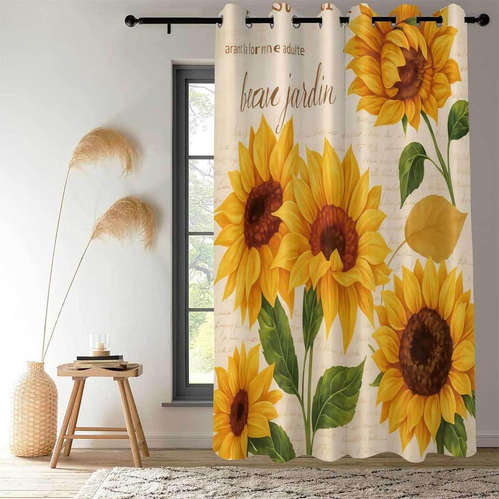 Individuelle Sonnenblumen Verdunkelungsvorhänge - Hochpräziser Digitaldruck, Verdicktes Polyester, Sonnenschutz