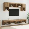 TV Wall Unit with LED Lighting 6 pcs Artisan Oak Wood Material