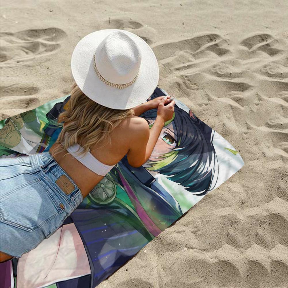 Tighnari Genshin Impact Beach Towel Cartoon Cute Summer Kids Large Bath Pool Beach Towel Microfiber for Swimming Travel
