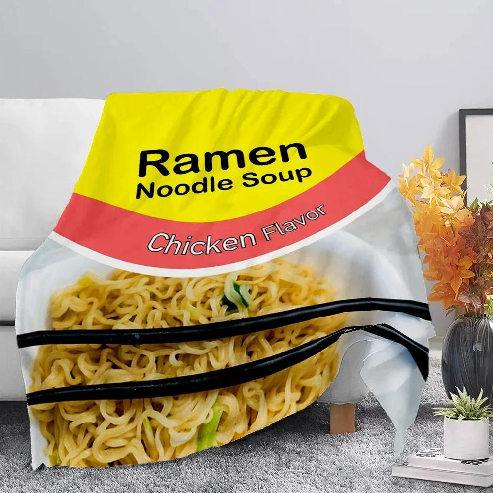 Beef Ramen Noodles Is Life Printed Throw Blanket Soft Cozy Picnic Blanket for Home Travel Birthday Gift