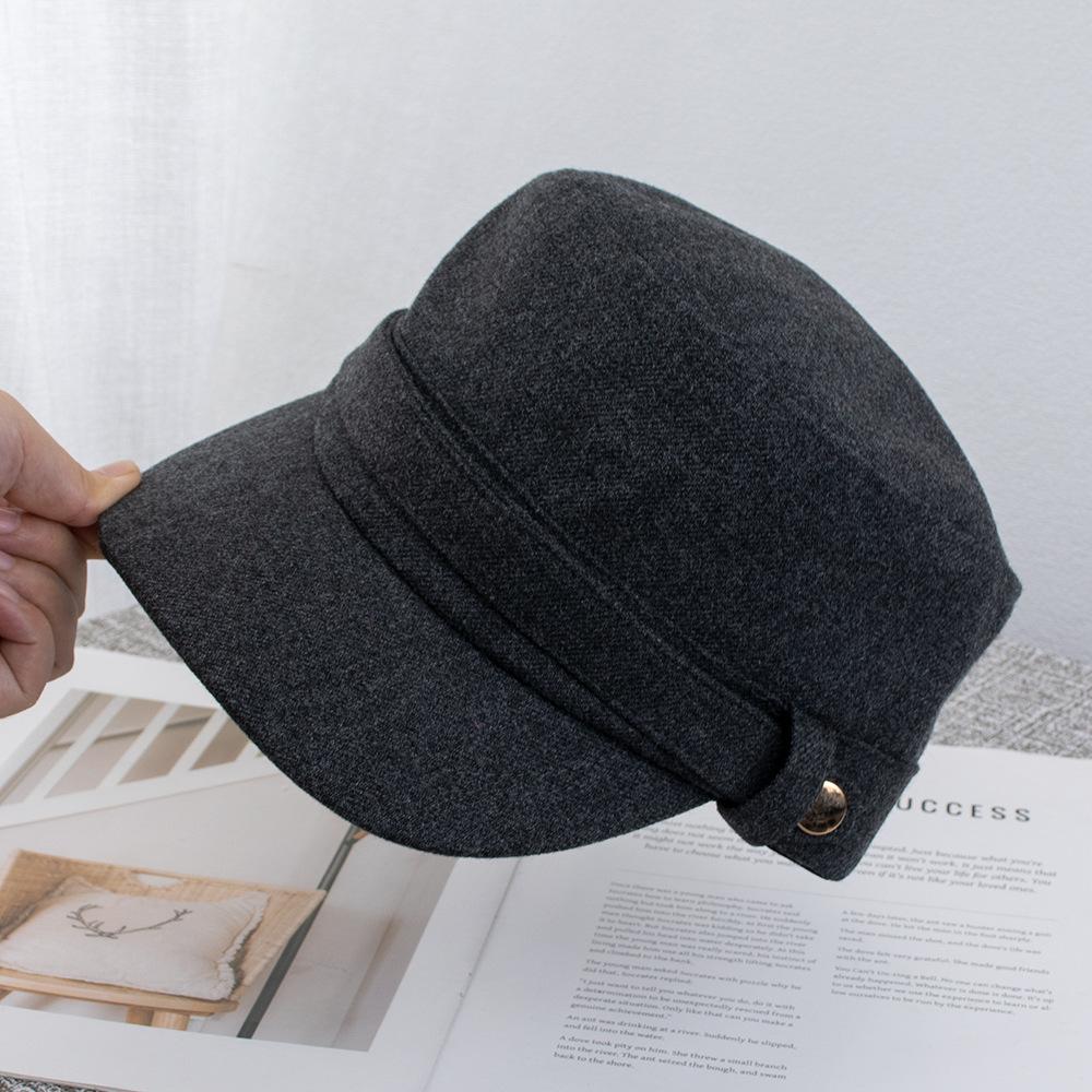 Autumn and winter flat top hat retro equestrian hat women's versatile solid color face newsboy hat old money style painter hat