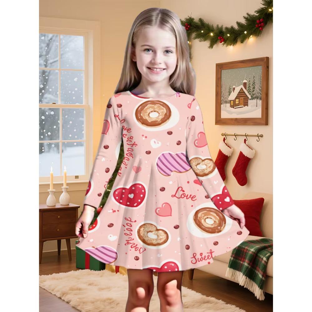 Girls' 3D Cute Animal Dress Long Sleeve Summer Spring Vacation Daily Holiday Princess Beautiful Sweet Kids 4-12 Years Casual Dress A Line Dress