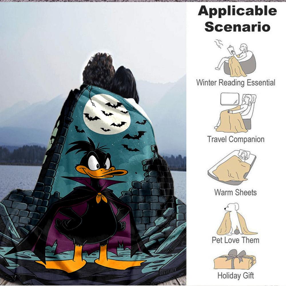 1pc Daffy Duck Blanket Lightweight Flannel Throw For Sofa, Bed, Travel, Camping, Livingroom, Office, Couch, Chair, And Bed