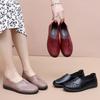 Spring and Autumn Shoes, Single Shoes with Soft Soles, Comfortable and Lightweight Middle-aged and Old Women's Shoes, Flat-soled Elderly Leather Shoes
