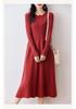 Women's Autumn Loose Merino Wool Crew Neck Sweater Dress Over-the-Knee