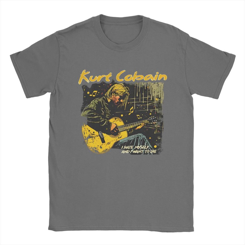 Casual Kurt Cobain T-shirts för män Rund hals Bomulls T-shirt Kortärmad T-shirt Unika toppar