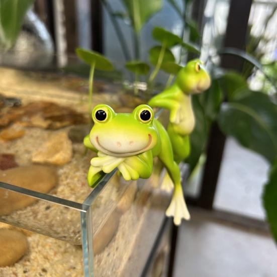 2Pcs Flowerpot Hugger Frog Figurines Miniature Frog Statue Plant Decorations Flower Pot Edge Hanging