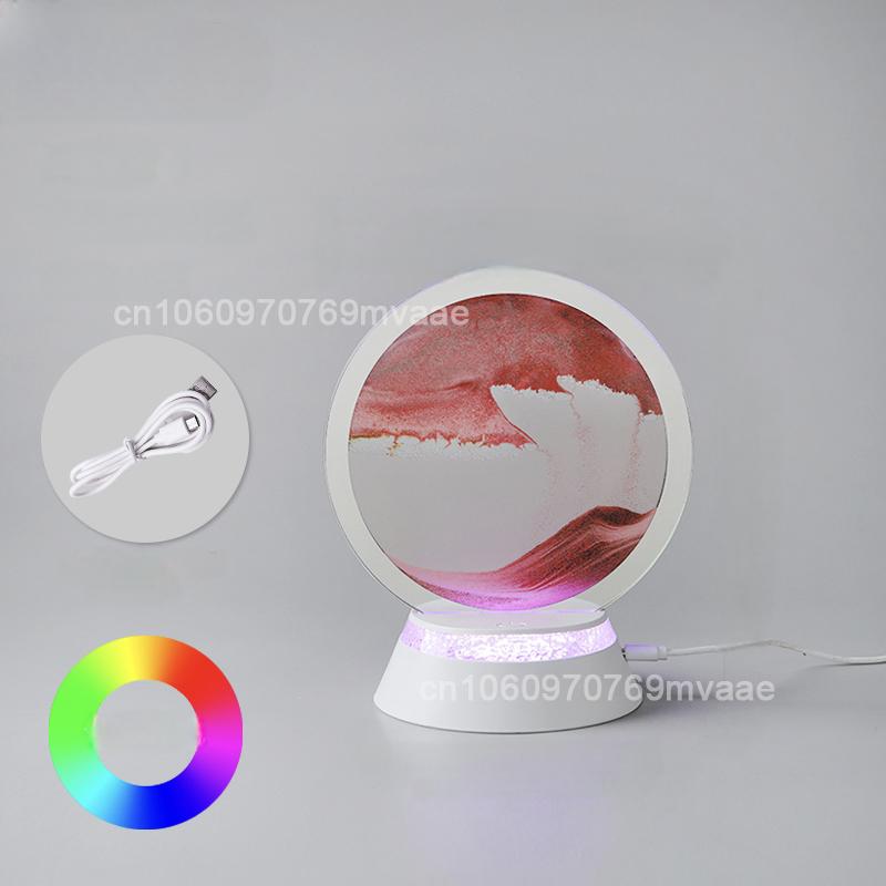 Sandscape Moving Sand Art LED Table Lamp with 7 Color Quicksand Night Light 3D Hourglass Bedside Lamp Office Home Decor Gifts