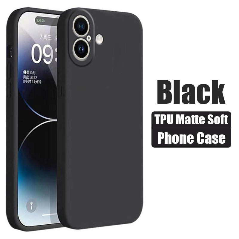 

Роскошный Черный Матовый Силиконовый Чехол Для Телефона Для iPhone 11 14 15 16 Pro Max 15 Plus Mini 16E 17 Air Задняя Крышка Мягкий Чехол For iPhone 11