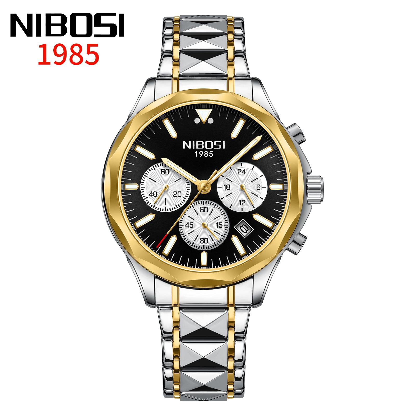 

Мужские модные часы из нержавеющей стали с датой, водонепроницаемые наручные часы с хронографом и стальным браслетом из нержавеющей стали золотой