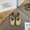 2025 Spring and Summer New French Flat-soled Retro Single Shoes Comfortable and Versatile One-word Belt Mary Jane Shoes Square Head Shoes
