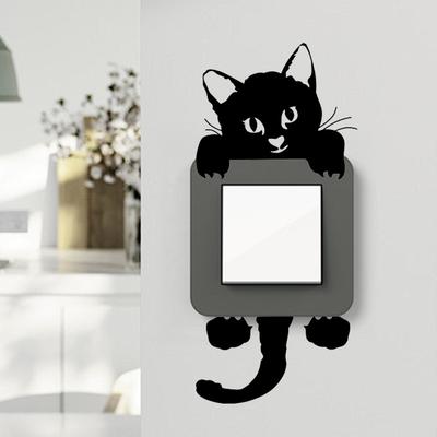 Funny Kitten Child Bedroom Switch Cover Room Decor On-off Sticker Cute Switch Outlet Wall Stickers On Wall Mural Art Hot Sale