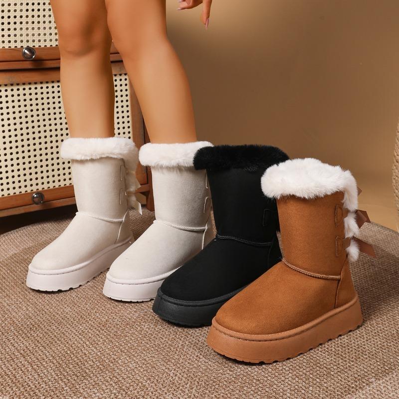Thick-soled Warm Snow Boots Women's 2025 Winter New Plus-size Muffin with Fleece and Thickened Wool Mouth Mid-tube Cotton Shoes