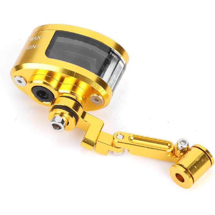 Qiilu Brake Oil Cup, Front Brake Fluid Reservoir CNC Aluminum Motorcycle Motorcbike Oil Cup Set Fit for ZX 6R 9R 10R(Gold)