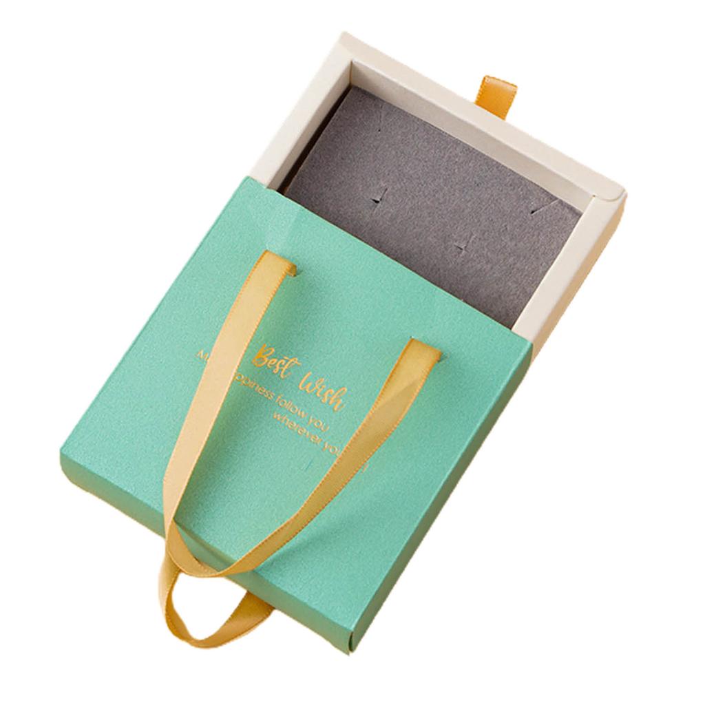 Portable Drawer Organizer Sliding Case with Ribbon Handle Necklace Earring Jewelry Box Packaging Boxes for Women Girls