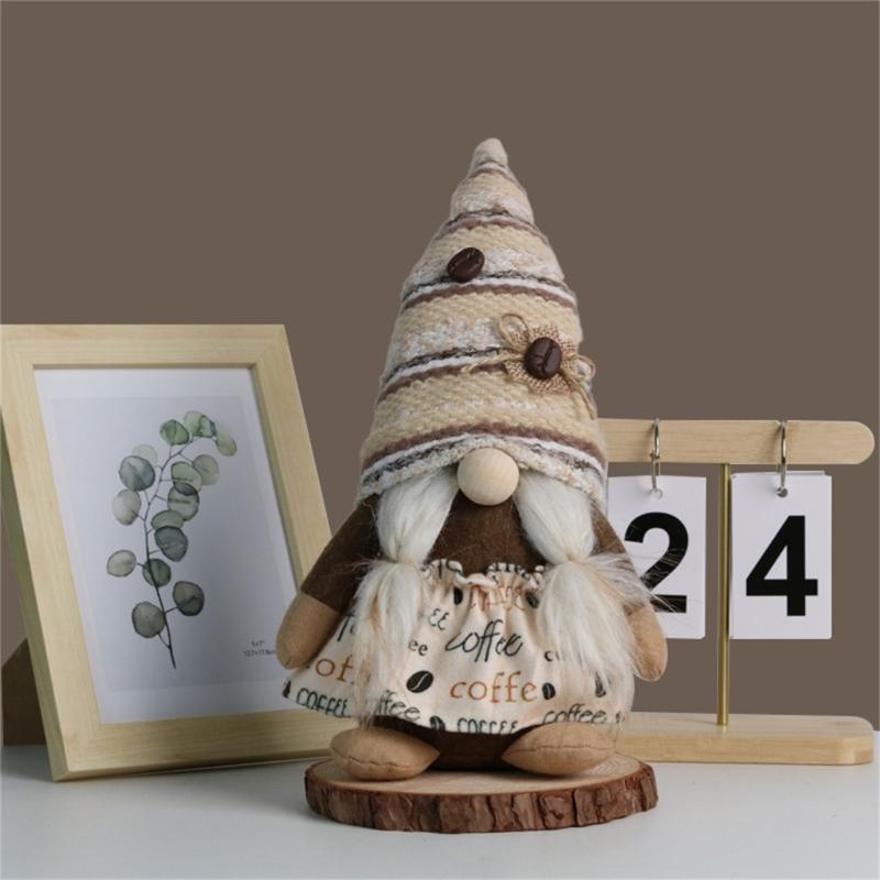 Handmade Swedish Tomtes Chefs Gnome Standing Coffee Gnome Facelesses Doll Decors