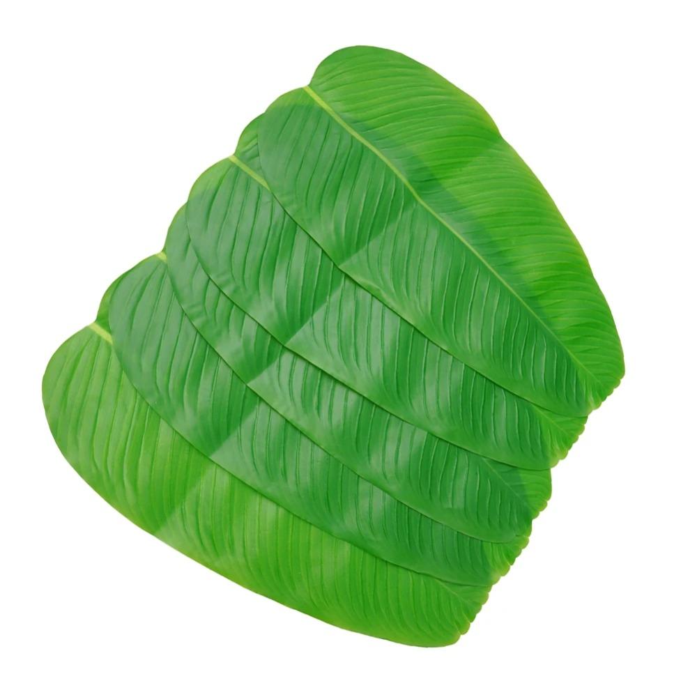 Green Faux Banana Leaf Tropical Drink Cup Coasters Dining Table Mats Green Plants  Table Decoration