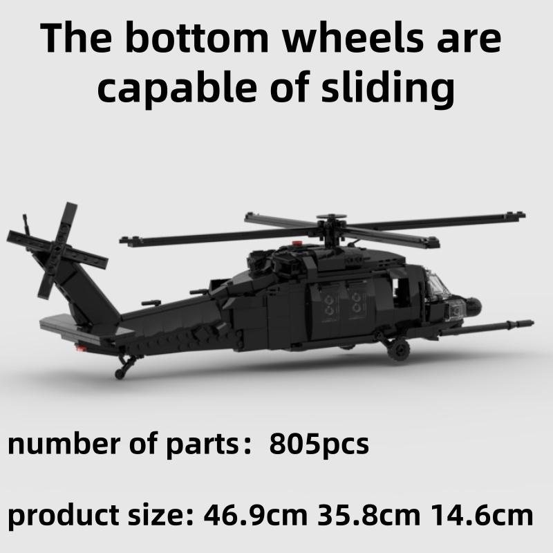 MOC Bausteine Black Hawk Hubschrauber Modellbausatz DIY Montage Spielzeug Schreibtischdekoration Geschenk für Jungen