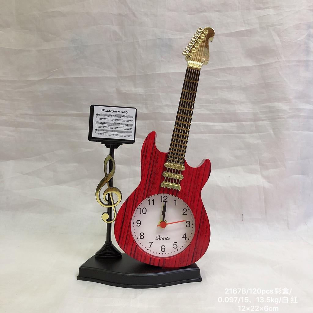 Personalized antique guitar instrument creative alarm clock, fashionable musical instrument styling pendulum clock
