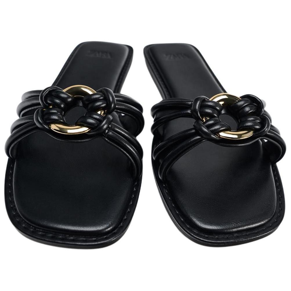 Zara Fashionable Cool Slide Sandals Women Footwear Black 13628410800
