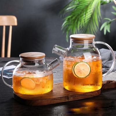 Théière en Verre Résistant à la Chaleur 1L/1.8L Verre Borosilicate Transparent Bouilloire Service à Thé Cadeau Bouilloire Puer Outil Bureau Maison