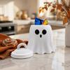 White Ghost Ornament Halloween Storage Jar with Lid, 3D Printed Candy Snack Container Container, Decorative Food Canister for Holiday Party Holder