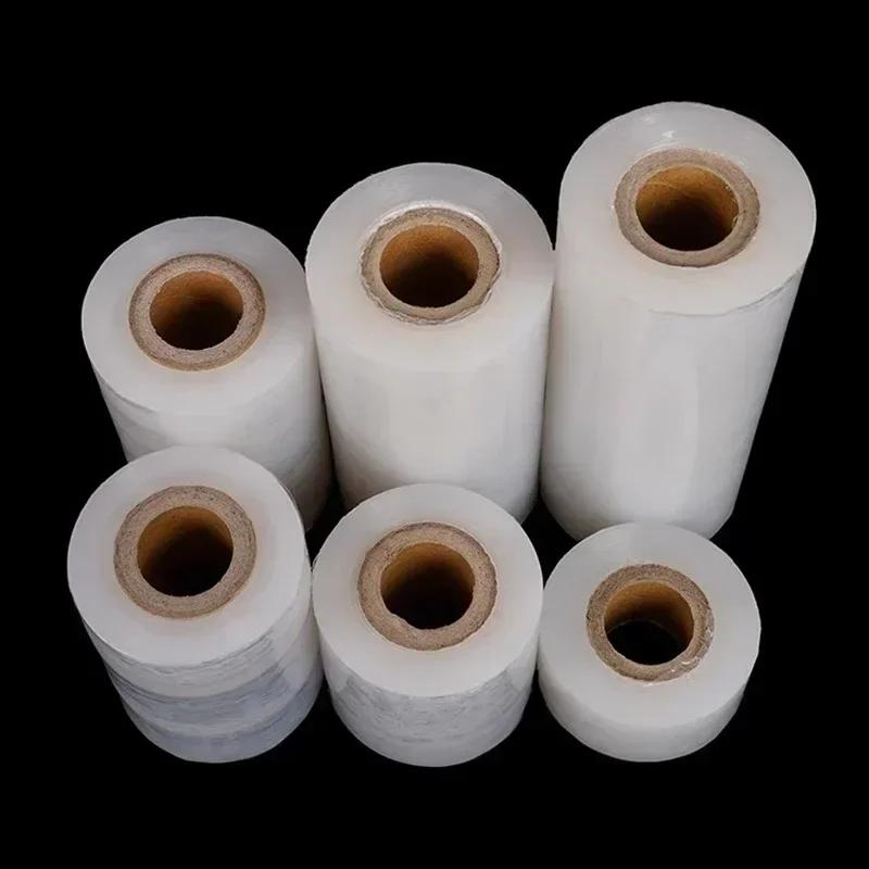 Transparent PE Stretch Film Industrial Packaging Autohesion Powerful Stretching Vegetable Fruits Sub Package Fresh Keeping Film