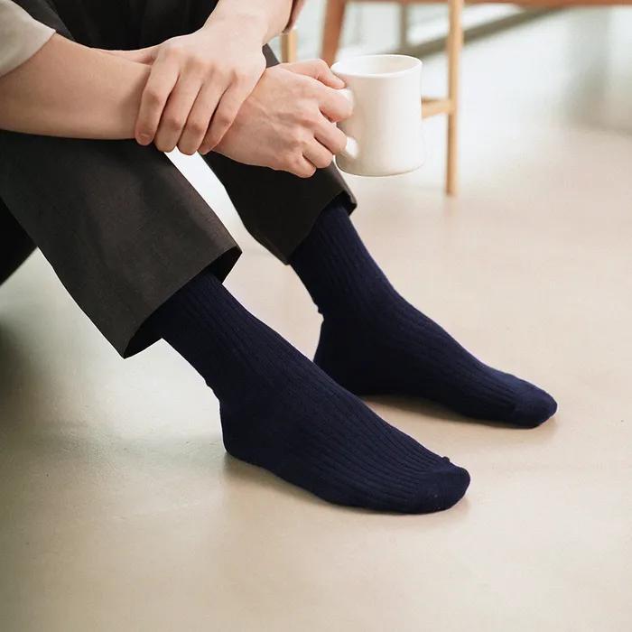 Crew Socks Ribbed Socks Unisex Deep Indigo 3-Piece Set