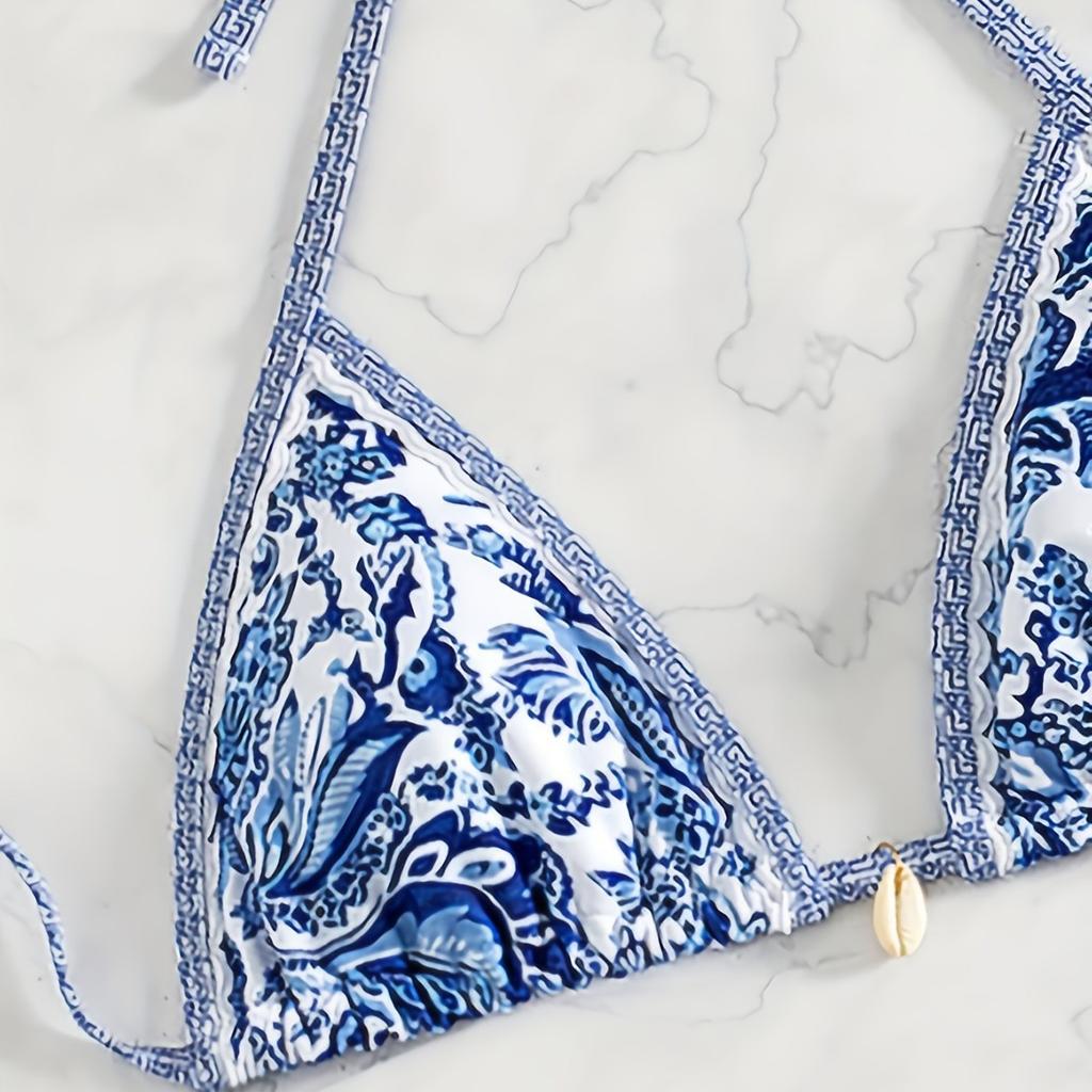 European And American Printed Fabrics Split Bikini Set Lace-Up Swimsuit Women'S Direct Sales