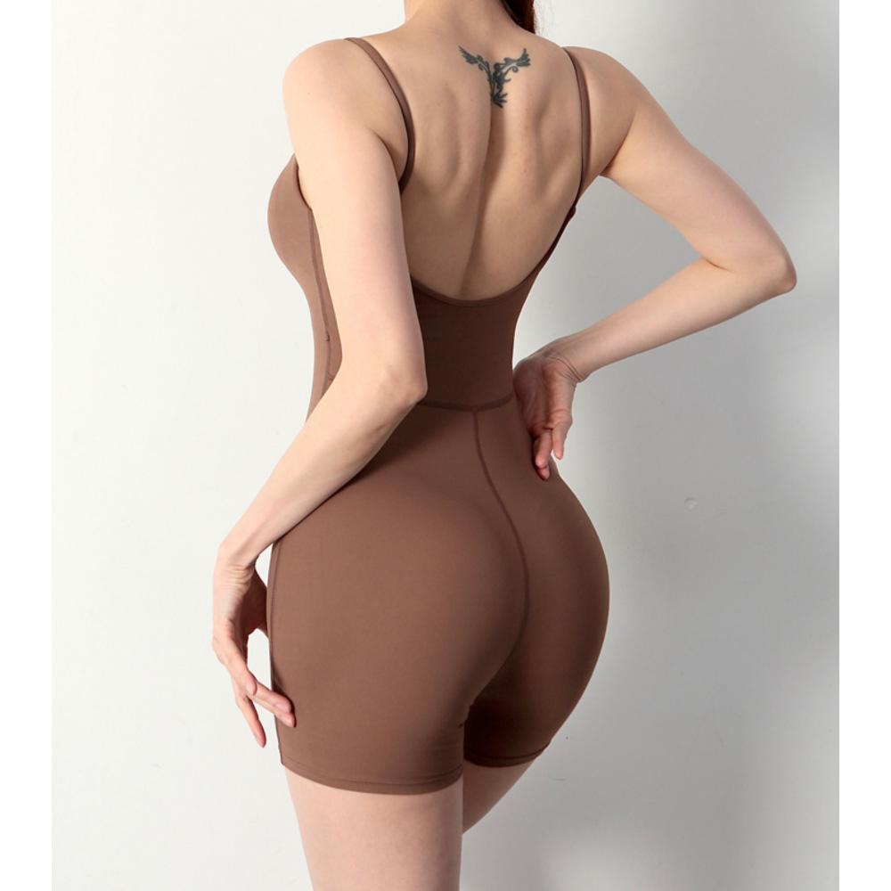 Women's Quick-Dry Peach Hip Pilates One-Piece with Aerial Yoga Shorts